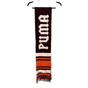 Puma X Fenty Rihanna Long Varsity Womens Stripe Scarf Burgundy Fringes 053428-02